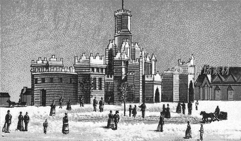 冰宫在蒙特利尔，魁北克，加拿大- 19世纪